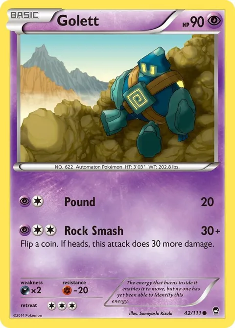 Golett #42/111 Pokémon card from XY - Furious Fists