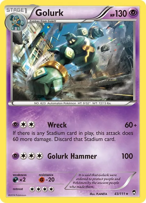 Golurk #43/111 Pokémon card from XY - Furious Fists