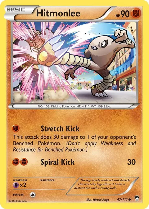 Hitmonlee #47/111 Pokémon card from XY - Furious Fists