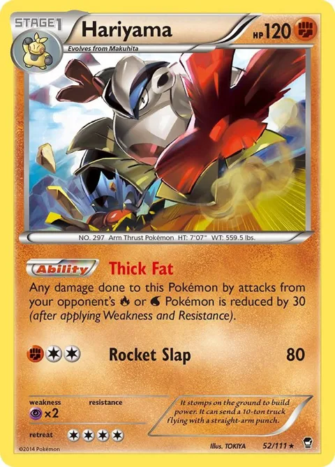 Hariyama #52/111 Reverse Holofoil Pokémon card from XY - Furious Fists