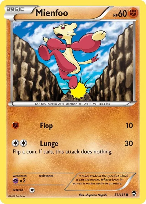 Mienfoo #56/111 Reverse Holofoil Pokémon card from XY - Furious Fists