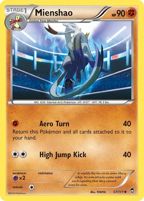 Mienshao #57/111 Pokémon card from XY - Furious Fists