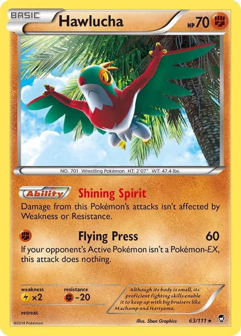 Hawlucha #63/111 Reverse Holofoil Pokémon card from XY - Furious Fists
