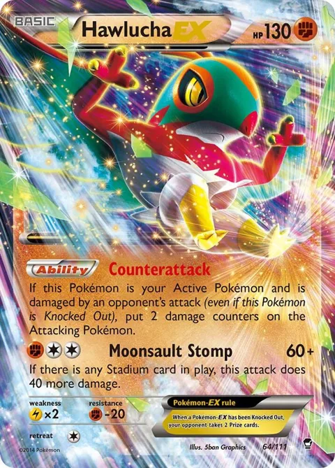 Hawlucha EX #64/111 Holofoil Pokémon card from XY - Furious Fists