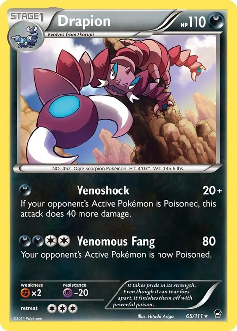 Drapion #65/111 Reverse Holofoil Pokémon card from XY - Furious Fists