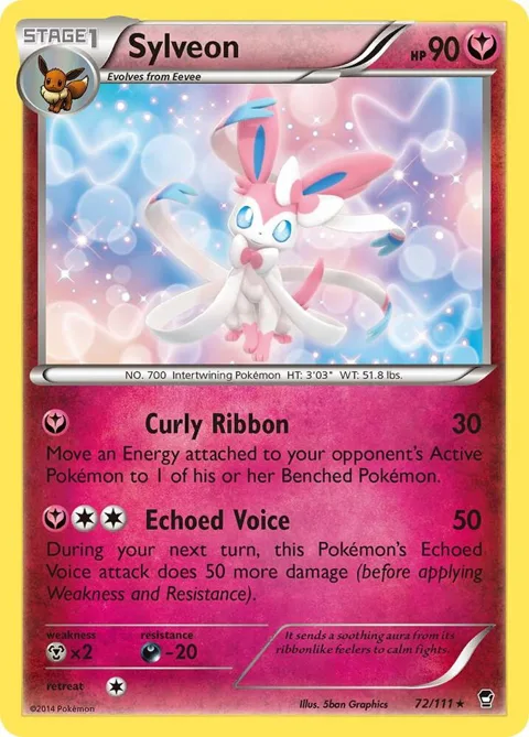 Sylveon #72/111 Reverse Holofoil Pokémon card from XY - Furious Fists