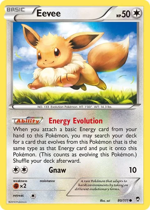 Eevee #80/111 Reverse Holofoil Pokémon card from XY - Furious Fists