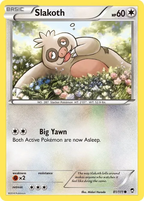 Slakoth #81/111 Pokémon card from XY - Furious Fists