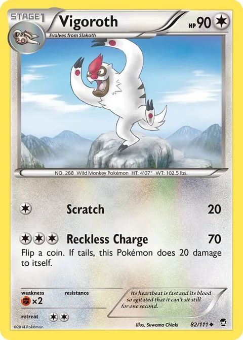 Vigoroth #82/111 Reverse Holofoil Pokémon card from XY - Furious Fists