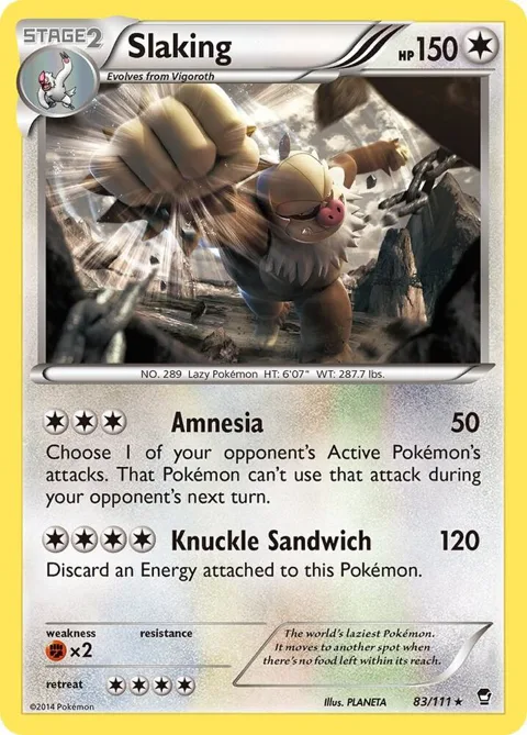 Slaking #83/111 Reverse Holofoil Pokémon card from XY - Furious Fists