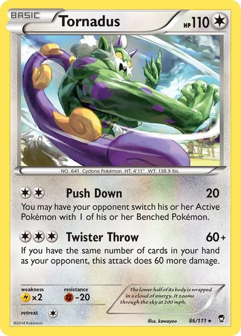 Tornadus #86/111 Reverse Holofoil Pokémon card from XY - Furious Fists