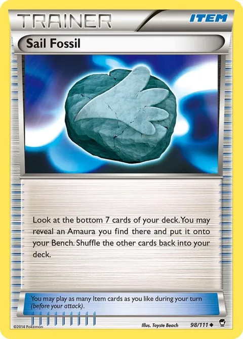 Sail Fossil #98/111 Reverse Holofoil Pokémon card from XY - Furious Fists