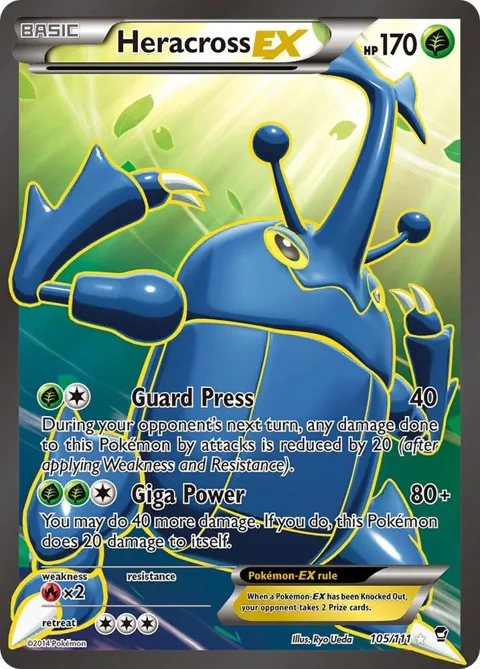 Heracross EX 105 Full Art #105/111 Holofoil Pokémon card from XY - Furious Fists