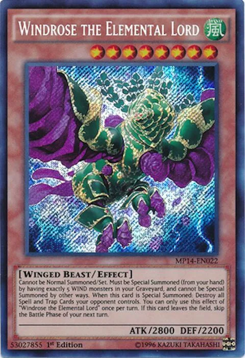 Windrose the Elemental Lord MP14-EN022 Yu-Gi-Oh card from 2014 Mega-Tins Mega Pack