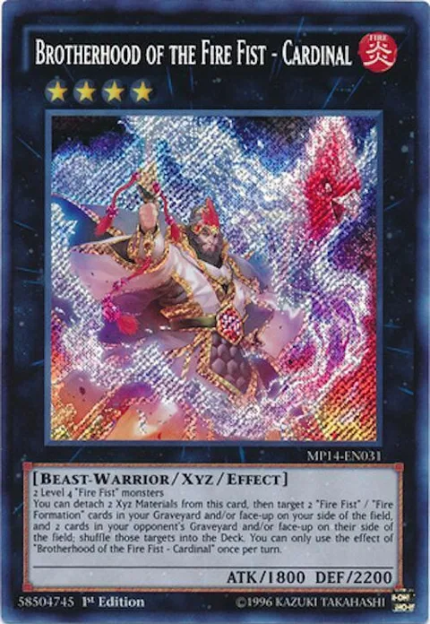 Brotherhood of the Fire Fist - Cardinal MP14-EN031 Yu-Gi-Oh card from 2014 Mega-Tins Mega Pack
