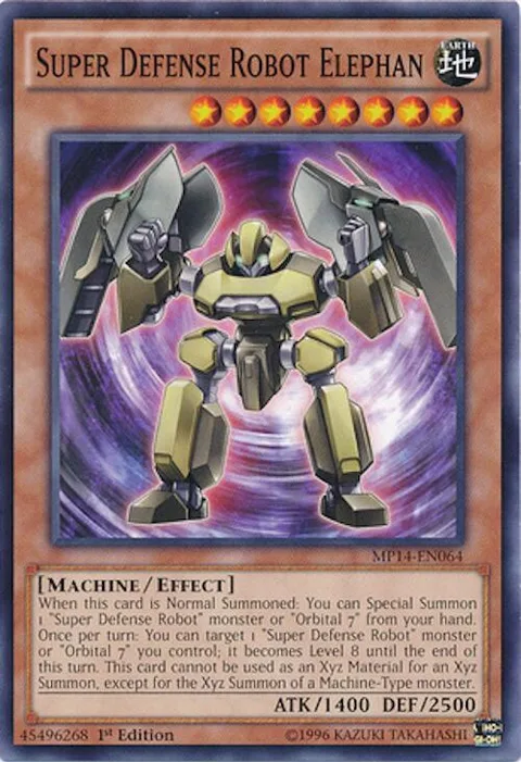 Super Defense Robot Elephan MP14-EN064 Yu-Gi-Oh card from 2014 Mega-Tins Mega Pack