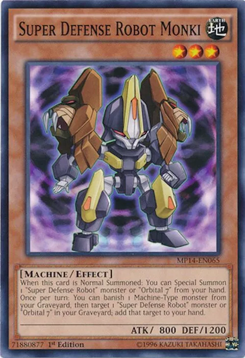 Super Defense Robot Monki MP14-EN065 Yu-Gi-Oh card from 2014 Mega-Tins Mega Pack