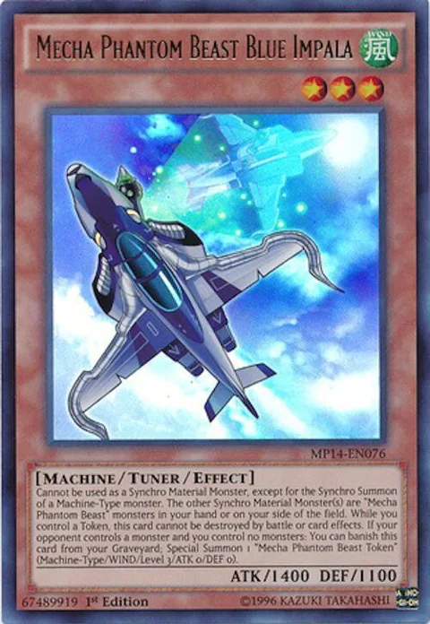 Mecha Phantom Beast Blue Impala MP14-EN076 Yu-Gi-Oh card from 2014 Mega-Tins Mega Pack