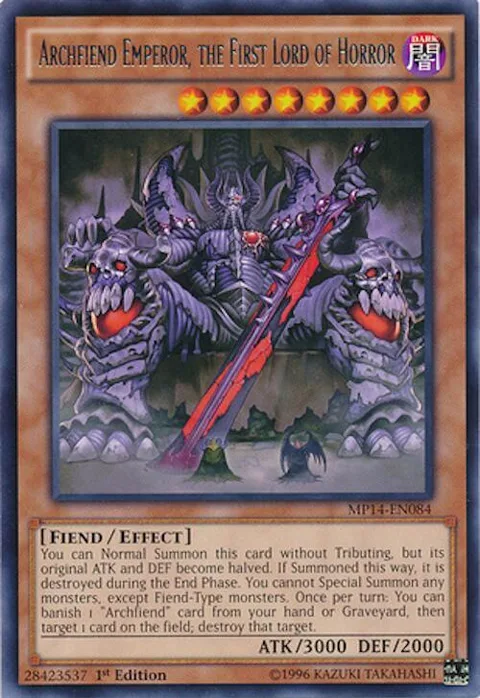 Archfiend Emperor, the First Lord of Horror MP14-EN084 Yu-Gi-Oh card from 2014 Mega-Tins Mega Pack