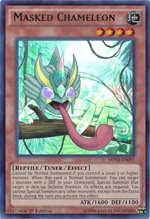 Masked Chameleon MP14-EN091 1st Edition Yu-Gi-Oh card from 2014 Mega-Tins Mega Pack