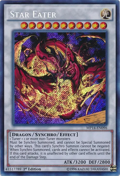 Star Eater MP14-EN096 Unlimited Yu-Gi-Oh card from 2014 Mega-Tins Mega Pack