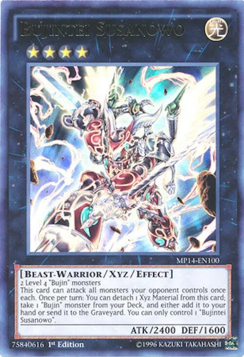 Bujintei Susanowo MP14-EN100 Yu-Gi-Oh card from 2014 Mega-Tins Mega Pack