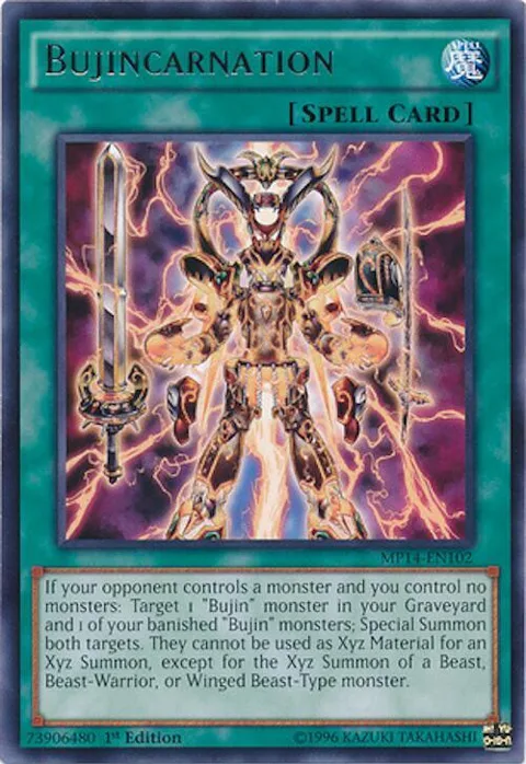 Bujincarnation MP14-EN102 Yu-Gi-Oh card from 2014 Mega-Tins Mega Pack