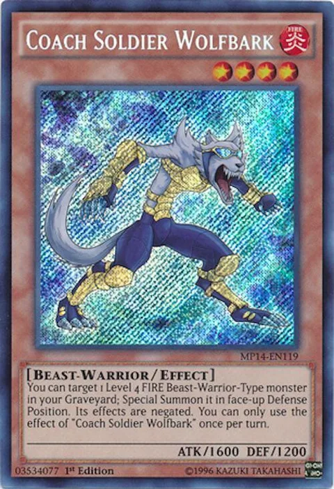 Coach Soldier Wolfbark MP14-EN119 Yu-Gi-Oh card from 2014 Mega-Tins Mega Pack