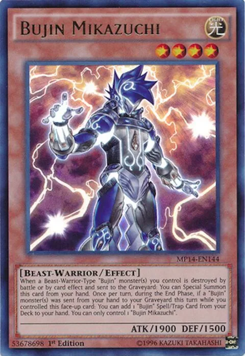 Bujin Mikazuchi MP14-EN144 Yu-Gi-Oh card from 2014 Mega-Tins Mega Pack