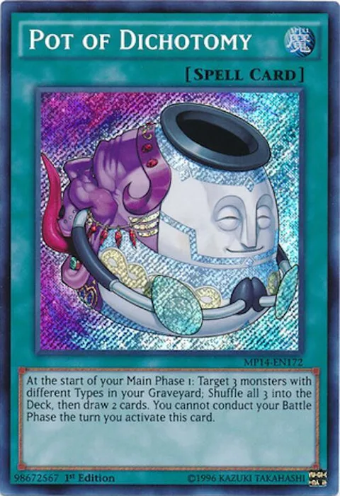 Pot of Dichotomy MP14-EN172 1st Edition Yu-Gi-Oh card from 2014 Mega-Tins Mega Pack