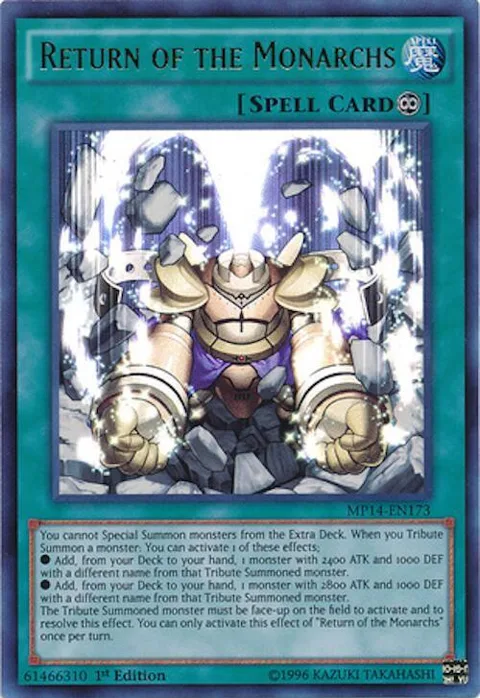 Return of the Monarchs MP14-EN173 Yu-Gi-Oh card from 2014 Mega-Tins Mega Pack