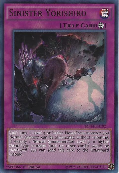Sinister Yorishiro MP14-EN182 Yu-Gi-Oh card from 2014 Mega-Tins Mega Pack