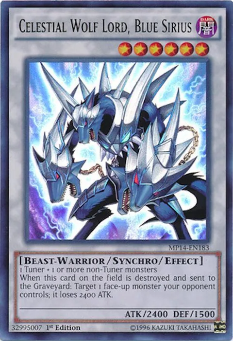 Celestial Wolf Lord, Blue Sirius MP14-EN183 Yu-Gi-Oh card from 2014 Mega-Tins Mega Pack