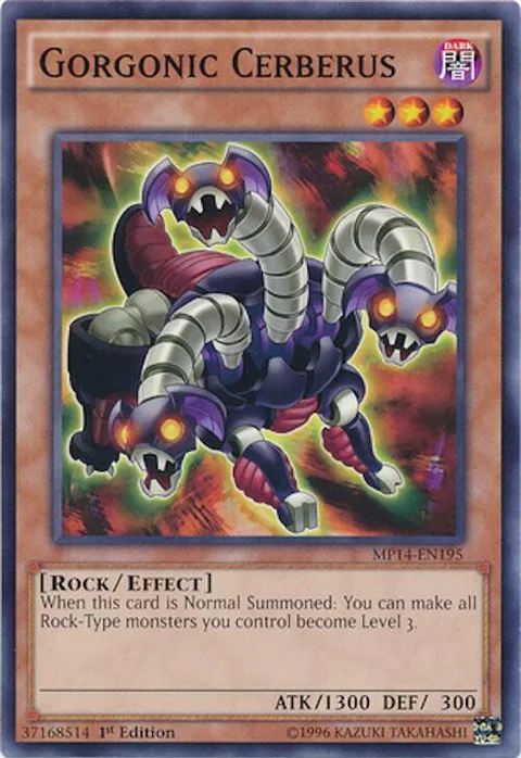 Gorgonic Cerberus MP14-EN195 Yu-Gi-Oh card from 2014 Mega-Tins Mega Pack