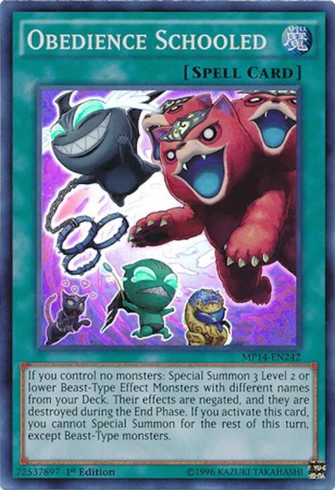 Obedience Schooled MP14-EN242 Unlimited Yu-Gi-Oh card from 2014 Mega-Tins Mega Pack