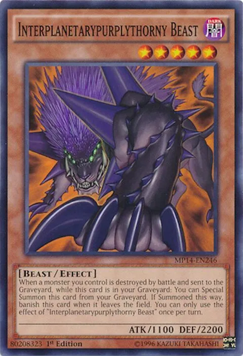 Interplanetarypurplythorny Beast MP14-EN246 Yu-Gi-Oh card from 2014 Mega-Tins Mega Pack