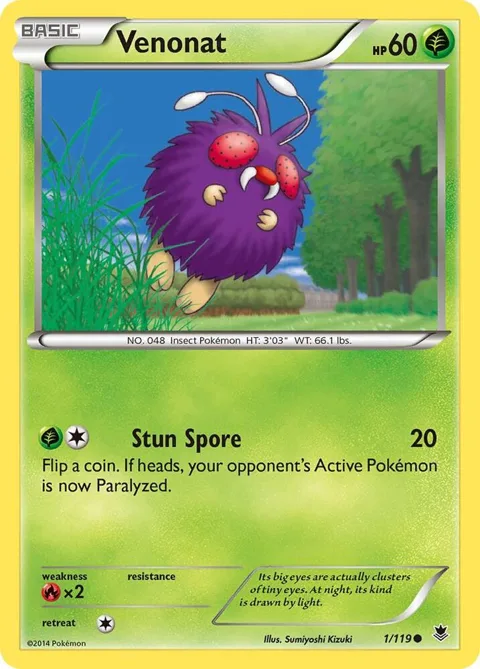 Venonat #1/119 Pokémon card from XY - Phantom Forces