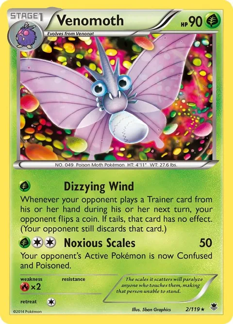 Venomoth #2/119 Pokémon card from XY - Phantom Forces