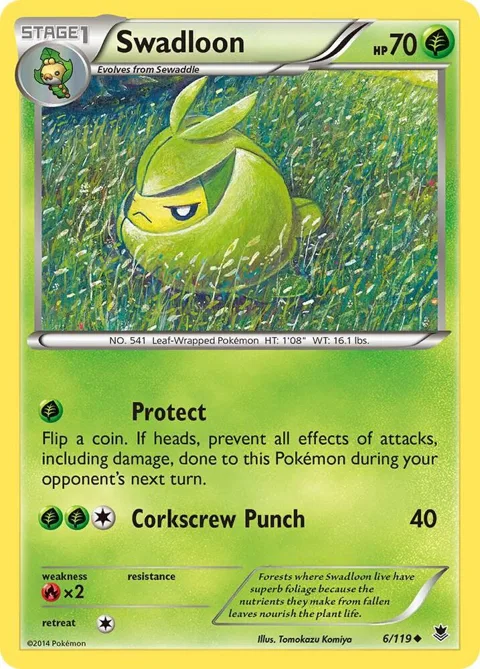 Swadloon #6/119 Reverse Holofoil Pokémon card from XY - Phantom Forces
