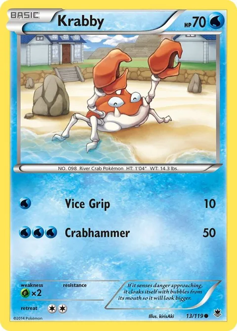 Krabby #13/119 Reverse Holofoil Pokémon card from XY - Phantom Forces