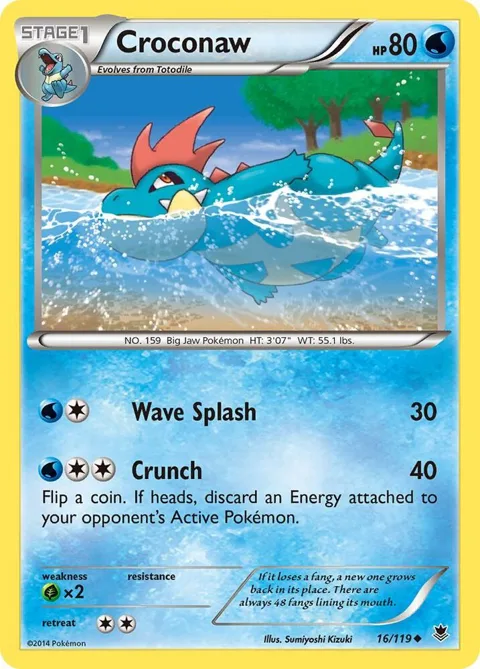 Croconaw #16/119 Reverse Holofoil Pokémon card from XY - Phantom Forces