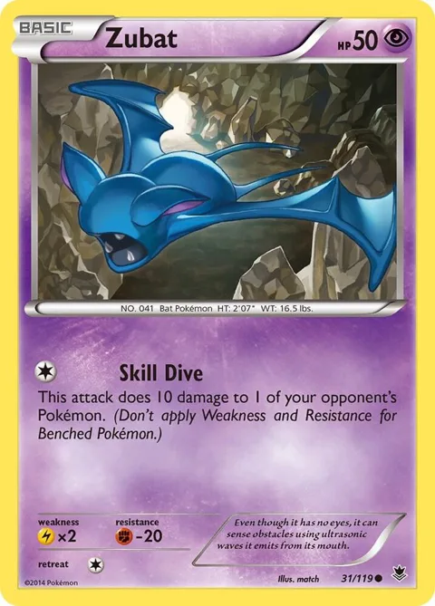 Zubat #31/119 Pokémon card from XY - Phantom Forces