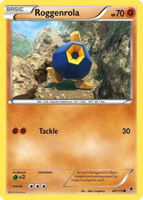 Roggenrola #48/119 Reverse Holofoil Pokémon card from XY - Phantom Forces