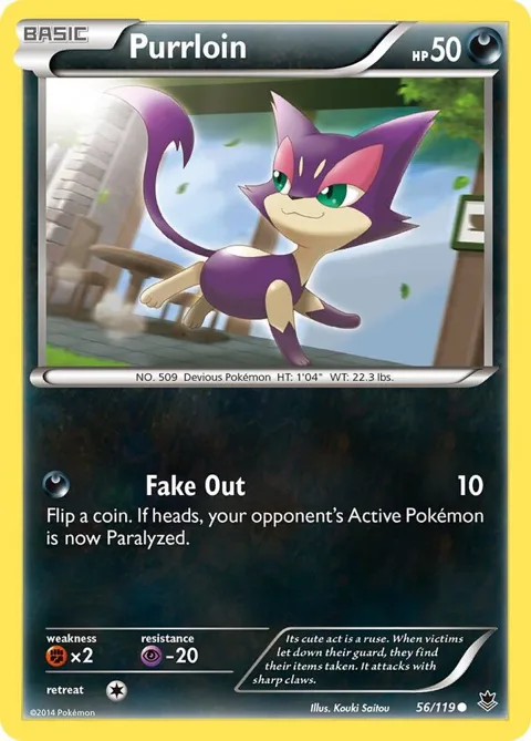 Purrloin #56/119 Reverse Holofoil Pokémon card from XY - Phantom Forces