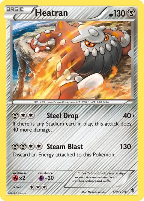 Heatran #63/119 Reverse Holofoil Pokémon card from XY - Phantom Forces