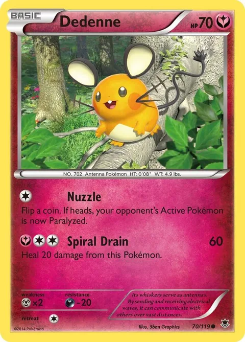 Dedenne #70/119 Pokémon card from XY - Phantom Forces