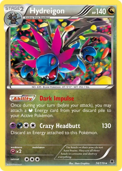 Hydreigon #74/119 Holofoil Pokémon card from XY - Phantom Forces