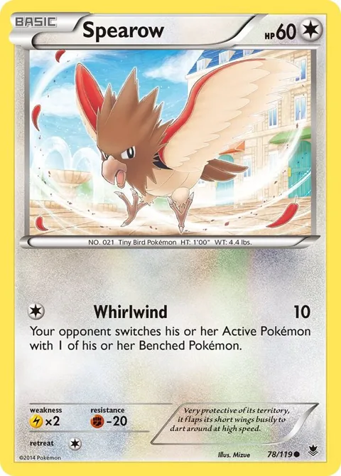 Spearow #78/119 Reverse Holofoil Pokémon card from XY - Phantom Forces