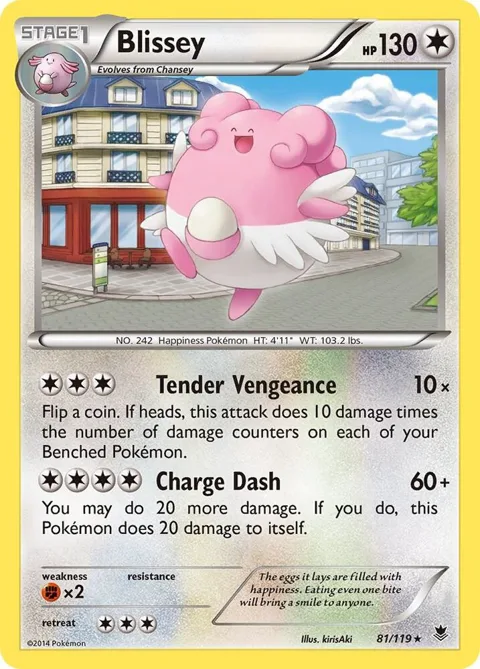 Blissey #81/119 Reverse Holofoil Pokémon card from XY - Phantom Forces