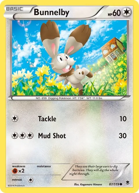 Bunnelby #87/119 Reverse Holofoil Pokémon card from XY - Phantom Forces